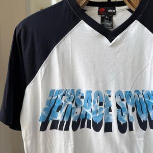Versace Sport Vneck Raglan Logo Tshirt L